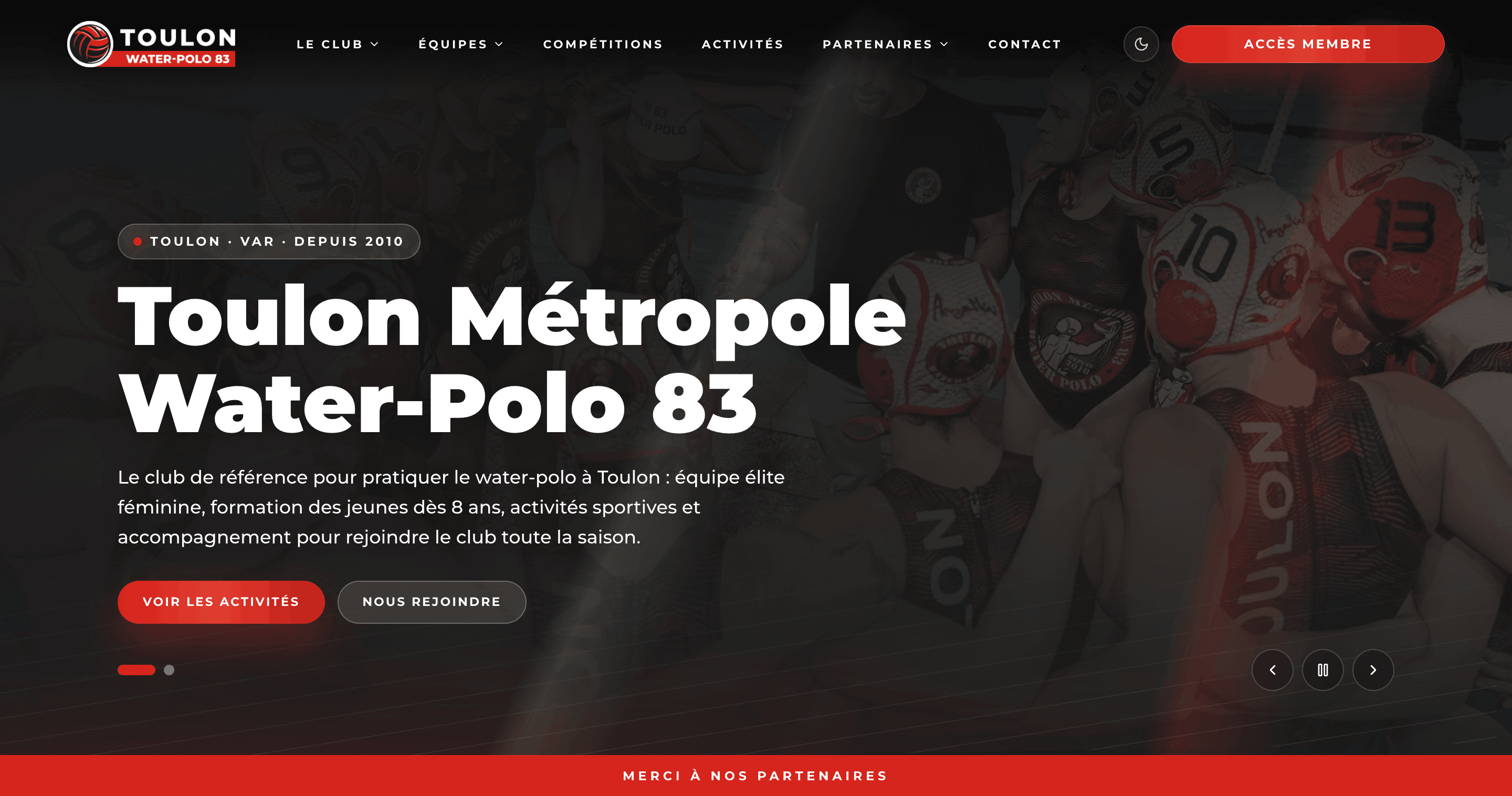 Aperçu du site du club Toulon Métropole Water-Polo 83 réalisé par Woora