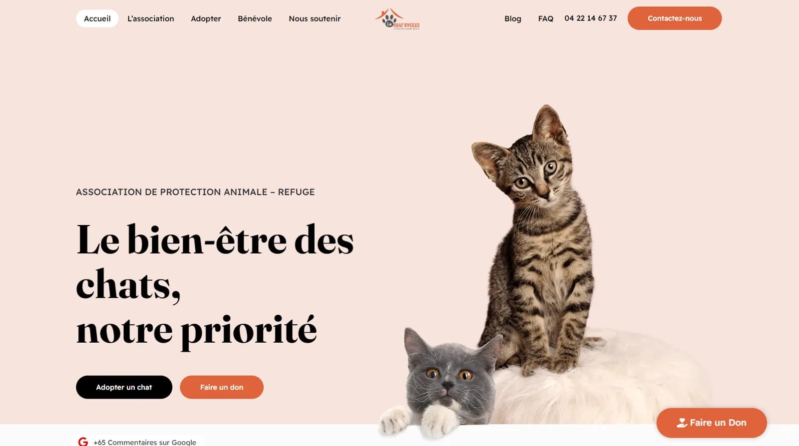 Nouveau site de La Chat’Hyères, réalisé par Woora