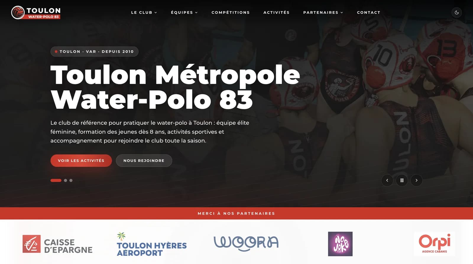 Nouveau site de Toulon Water-Polo 83, réalisé par Woora