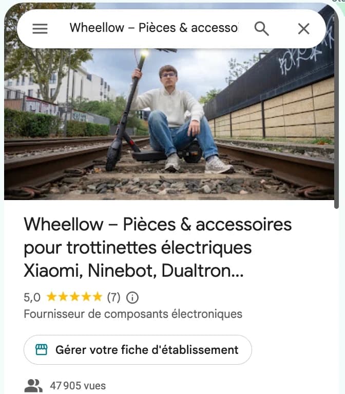 Fiche Google de Wheellow