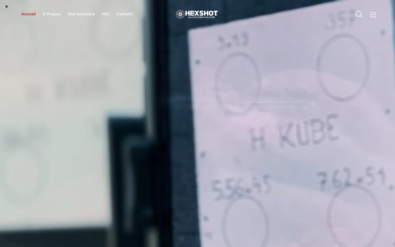 Page d’accueil du site Hexshot après la refonte