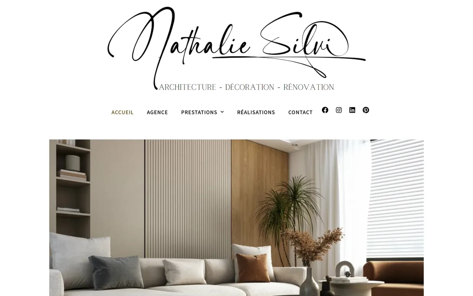 Page d’accueil du site de Nathalie Silvi, architecture intérieure