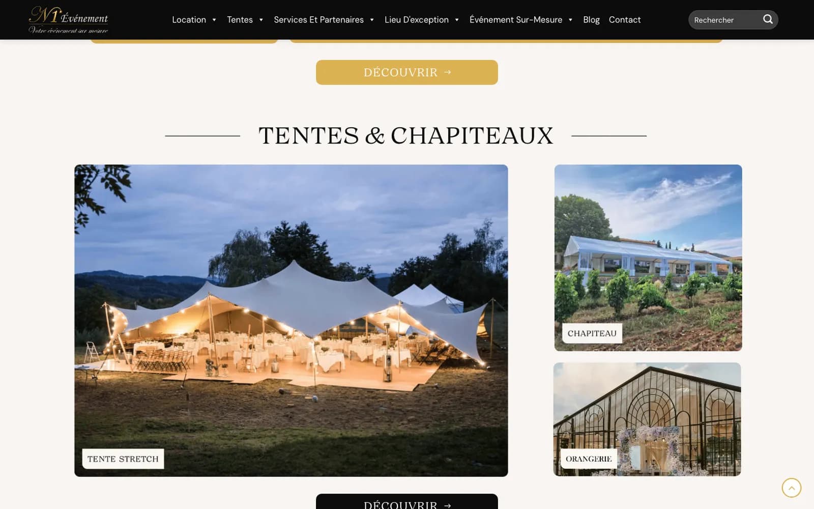 Catalogue de tentes et de chapiteaux sur le site de N1 Événement