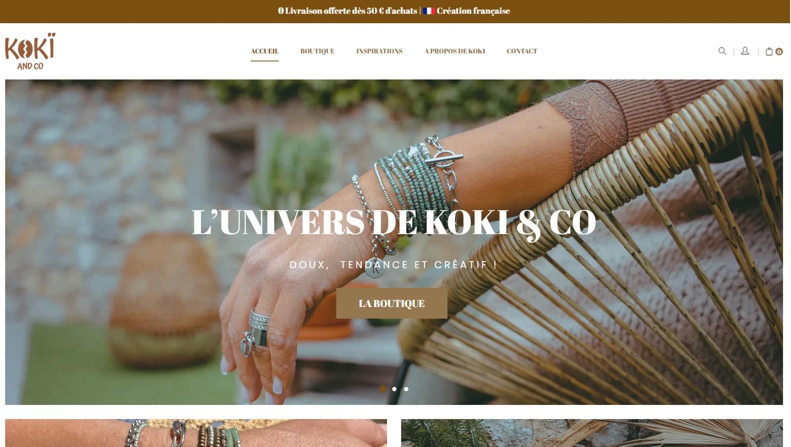 Page d’accueil de la boutique en ligne Koki & Co